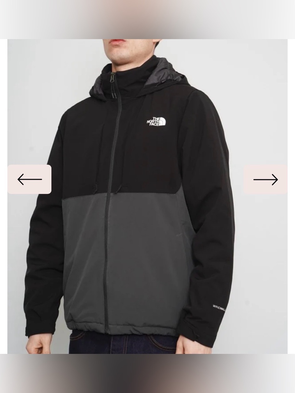The North Face Parka Bicolor Men M Hooded Insulated Jacket Black Gray Colorblock
